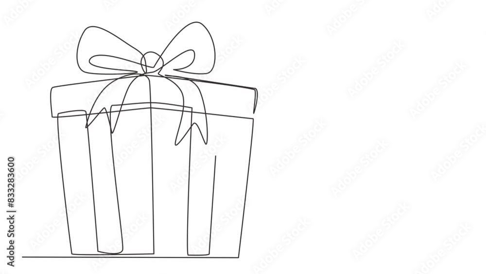 Poster animated self drawing of single continuous line drawing businessman climbing gift box with rope. str