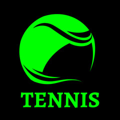 Tennis ball template on black background. Vector illustration