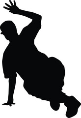 People break dancing silhouette illustration. People posing street dance hip hop in black color.