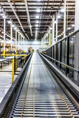Fototapeta premium Professional Photography of conveyor systems transporting goods through different sections of the distribution center, Generative AI 