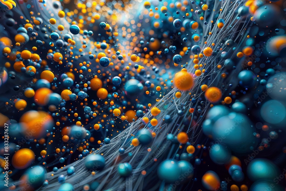 Fototapete a captivating 3d rendering of a complex, organic-like structure with a multitude of spheres in shade