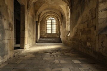 Castle architecture building corridor.
