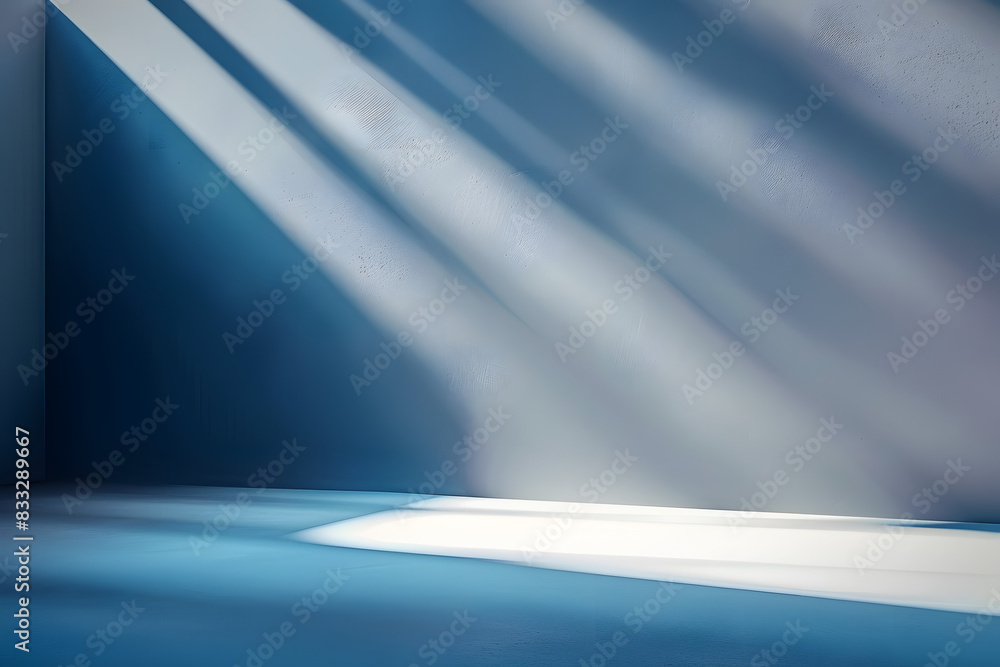 Poster an abstract universal background for a presentation with a blue wall and beautiful highlights of lig