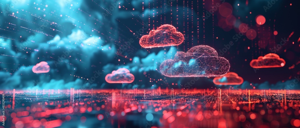 Poster technology concept : cloud technology concept global network of metaverse systems exchange of inform