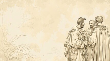 Biblical Illustration of Galatians 1: Greeting, Paul's Apostleship, True Gospel, Beige Background, Copyspace