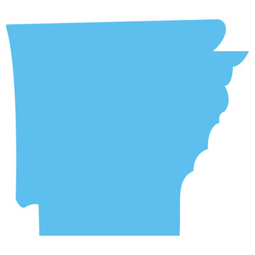 USA state Arkansas maps blue vector outline boundary silhouette illustration, American state map