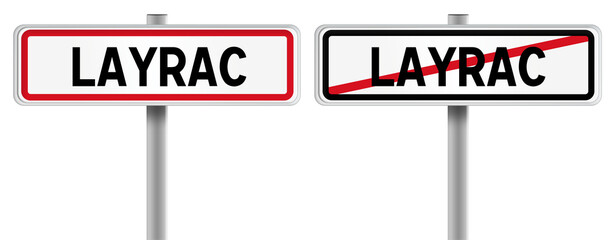 Panneau de LAYRAC à l'Entrée et à la Sortie - Fond Transparent ou Blanc Disponible