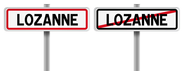 Panneau de LOZANNE à l'Entrée et à la Sortie - Fond Transparent ou Blanc Disponible