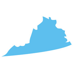 VIRGINIA USA state maps blue vector outline boundary silhouette illustration, American state map