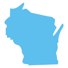 WISCONSIN USA state maps blue vector outline boundary silhouette illustration, American state map