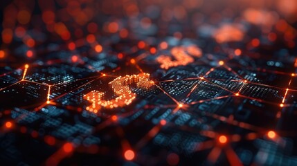 The image is of a circuit board with the word "5G" written in the center. The circuit board is blue and the "5G" is orange. The background is black.