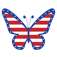 A beautiful memorial day butterfly with many cute stars on wings. Vector illustration.