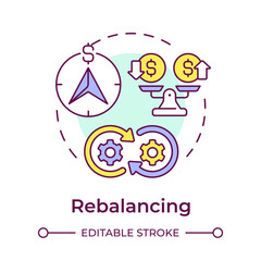 Rebalancing multi color concept icon. Wealth management, return potential. Finance objective. Round shape line illustration. Abstract idea. Graphic design. Easy to use in infographic, presentation