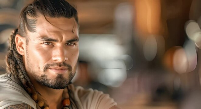 Celebrating Maori Heritage: Skilled Polynesian Tattoo Artist Preserving Traditional Body Art. Concept Maori Culture, Polynesian Tattoo, Traditional Body Art, Cultural Preservation, Skilled Artistry