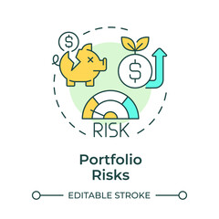 Portfolio risks multi color concept icon. Investment allocation, organization. Round shape line illustration. Abstract idea. Graphic design. Easy to use in infographic, presentation