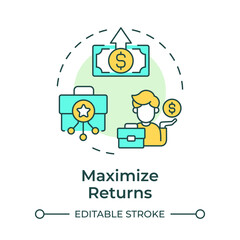 Maximize returns multi color concept icon. Asset management, fund manager. Income generation. Round shape line illustration. Abstract idea. Graphic design. Easy to use in infographic, presentation