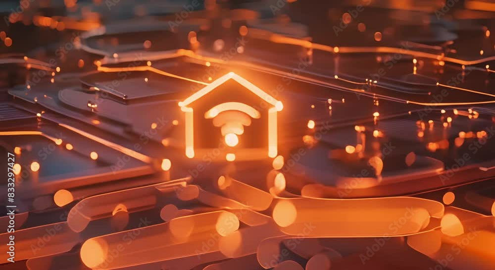 Poster futuristic smart home technology background with wifi connection concept. concept smart home technol
