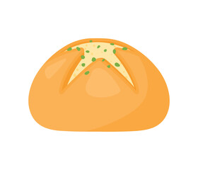 Korean Garlic Cheese Bread Icon Vector Illustration