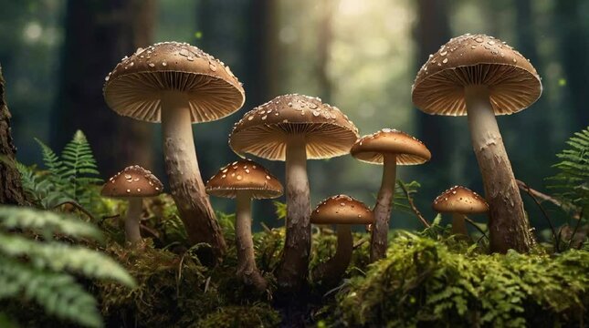 mushrooms in the tropical rain  forest