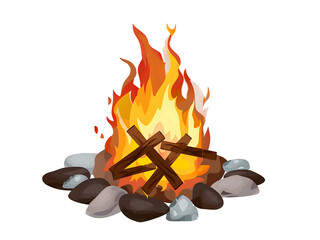 A collection of vibrant campfires, isolated on a transparent background. These high-quality graphics are perfect for any design project that requires a touch of the outdoors, camping, or adventure.