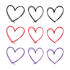 Hearts Doodles Multiple Colours