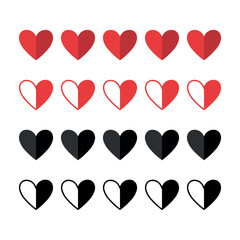 Hearts Lives Half Shadow And Outline Red And Black
