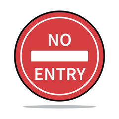 No Entry Line Sign Red Outlined