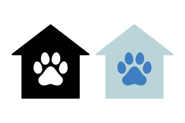 Paw Print On House Glyph And Flat