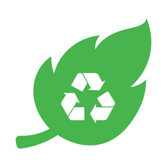 Obraz premium Recycle Sign On Green Leaf
