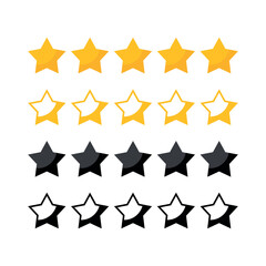 Review Stars Filled Outline Black And Yellow With shadows