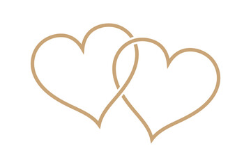 Two Gold Overlapping Outline Hearts