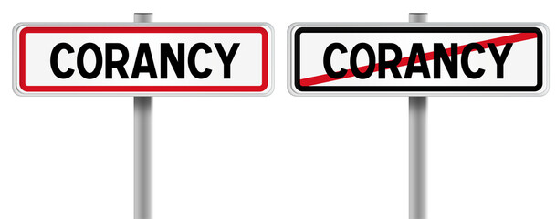 Panneau de CORANCY à l'Entrée et à la Sortie - Fond Transparent ou Blanc Disponible