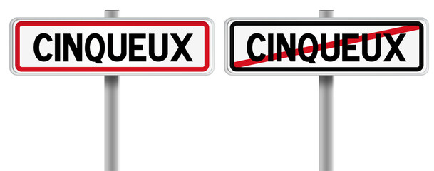 Panneau de CINQUEUX à l'Entrée et à la Sortie - Fond Transparent ou Blanc Disponible