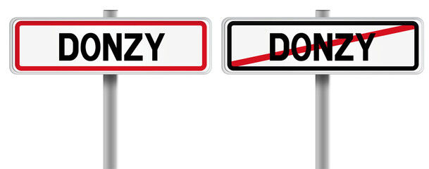 Panneau de DONZY à l'Entrée et à la Sortie - Fond Transparent ou Blanc Disponible