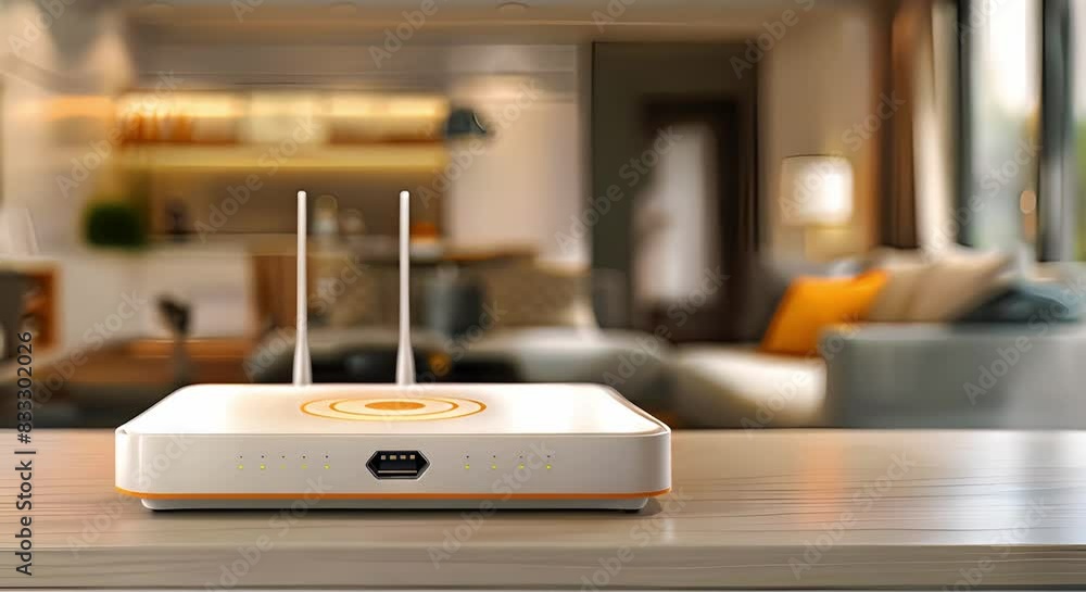 Poster secure home networks: highspeed g router with wide banner space. concept secure home networks, highs