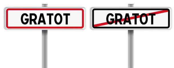 Panneau de GRATOT à l'Entrée et à la Sortie - Fond Transparent ou Blanc Disponible