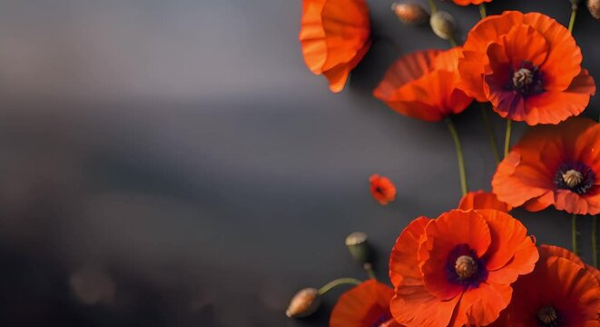 Anzac Day tribute: Digital design with poppies on a black background. Concept Design Inspiration, Anzac Day Tribute, Poppy Art, Digital Graphic Design, Black Background