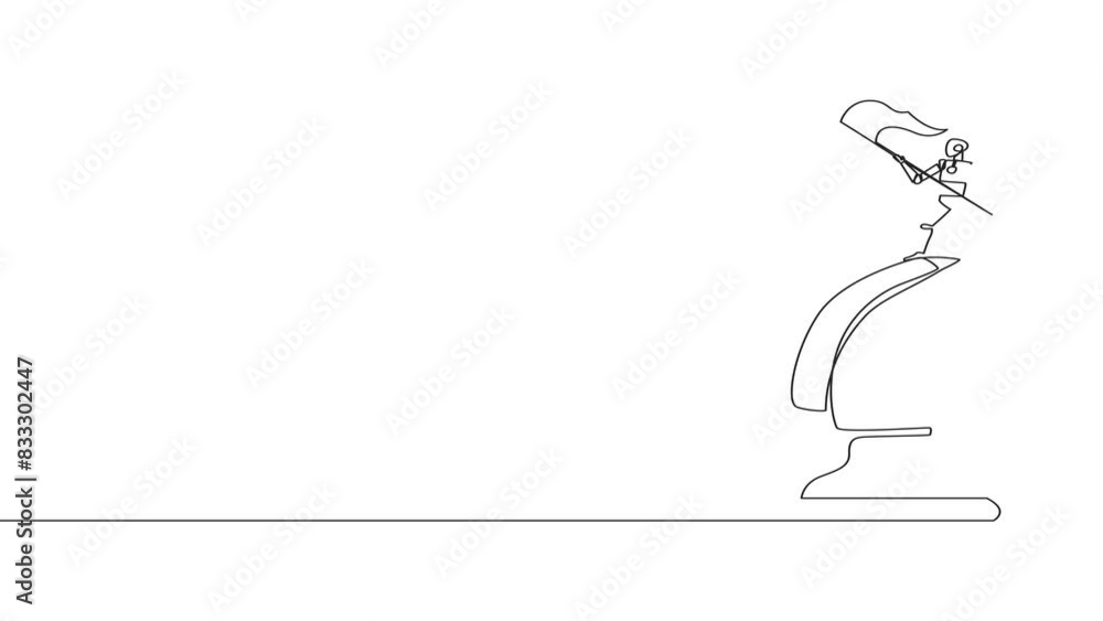 Aufkleber self drawing animation of single one line drawing robotic smart technology standing on top of the bi