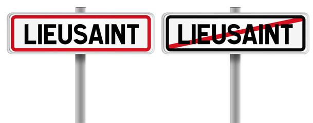 Panneau de LIEUSAINT à l'Entrée et à la Sortie - Fond Transparent ou Blanc Disponible