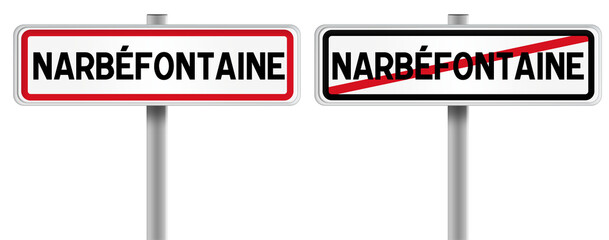 Panneau de NARBÉFONTAINE à l'Entrée et à la Sortie - Fond Transparent ou Blanc Disponible