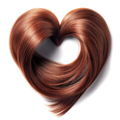 Fototapeta premium Heart-Shaped Chestnut Hair Isolated on White Background