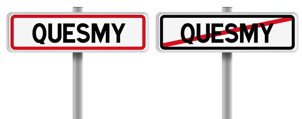 Panneau de QUESMY à l'Entrée et à la Sortie - Fond Transparent ou Blanc Disponible
