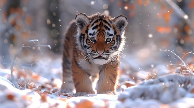 3d cute Tiger cubs cartoon white background