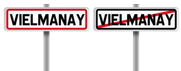 Panneau de VIELMANAY à l'Entrée et à la Sortie - Fond Transparent ou Blanc Disponible