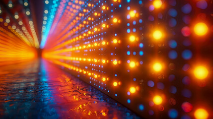 Luminous interior of the night club glowing abstract background