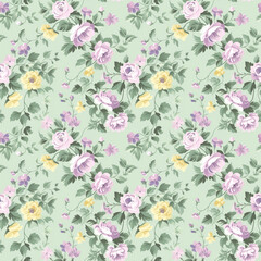 Floral variety color, form natural, seamless fabric pattern.