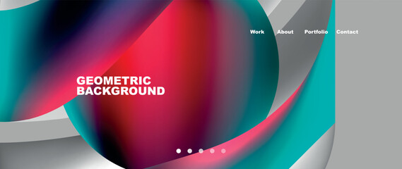 Web page design with geometric elements - circle and wave. Techno art concept. Vector Illustration For Wallpaper, Banner, Background, Card, Book Illustration, landing page