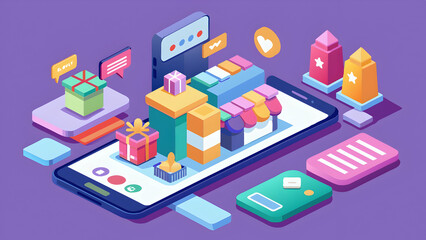 Fototapeta premium 3d rendering of Shopping on-line, online store on website mobile concept