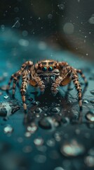 Detailed view of a spider on a table