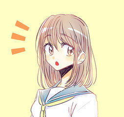 ゆるい女子学生　茶髪　気付く